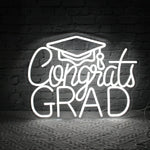 néon lumineux Congrats Grad moderne blanc inscription diplôme accessoire décoration USB powered