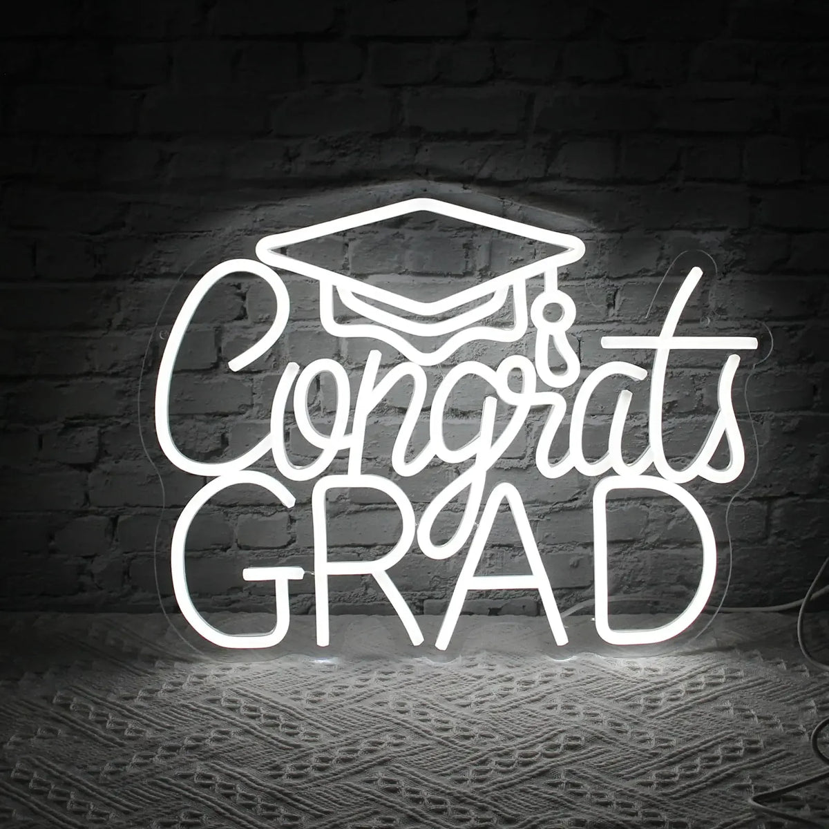 néon lumineux Congrats Grad moderne blanc inscription diplôme accessoire décoration USB powered