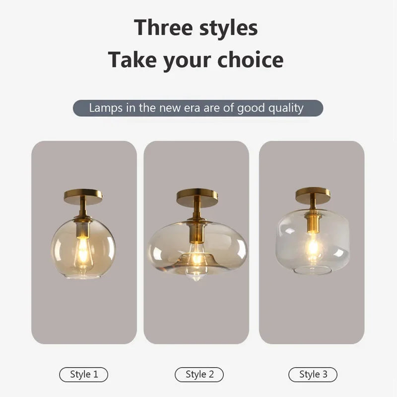 lampe suspension dorée transparente moderne minimaliste vis fixations led chambre salon