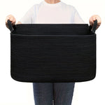 panier rangement tissé polyester pliable beige blanc rayures horizontales moderne rustique