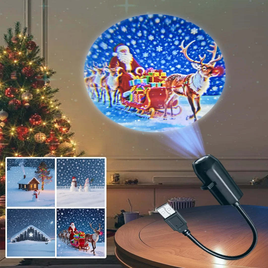 projecteur led noël père noël rennes cadeaux usb moderne adapté chambre opaque