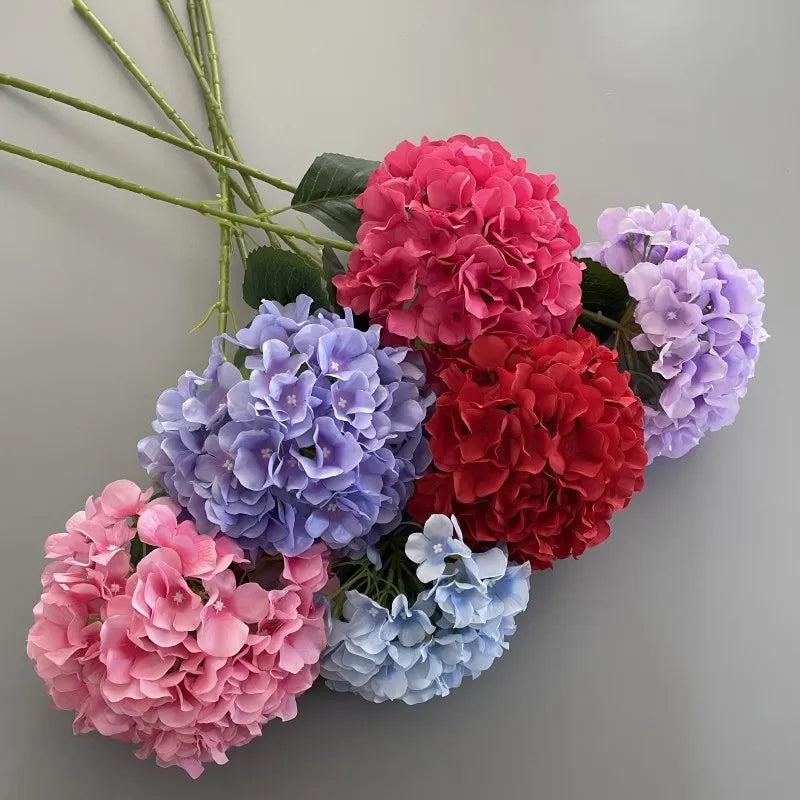 décoration florale hortensia artificielle bouquet bleu rouge moderne intérieur mariage anniversaire fête