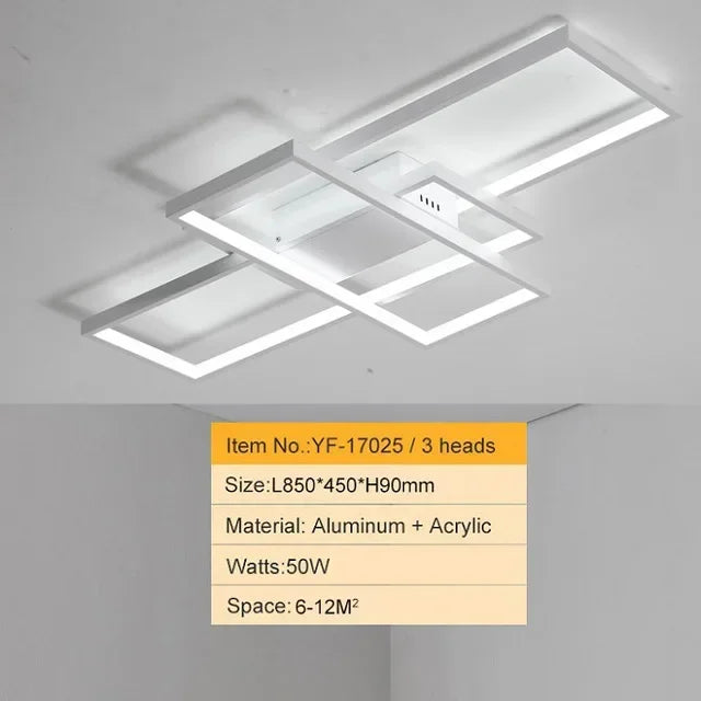 plafonnier moderne minimaliste noir blanc rectangles superposés géométrique opaqué luminaire salon chambre