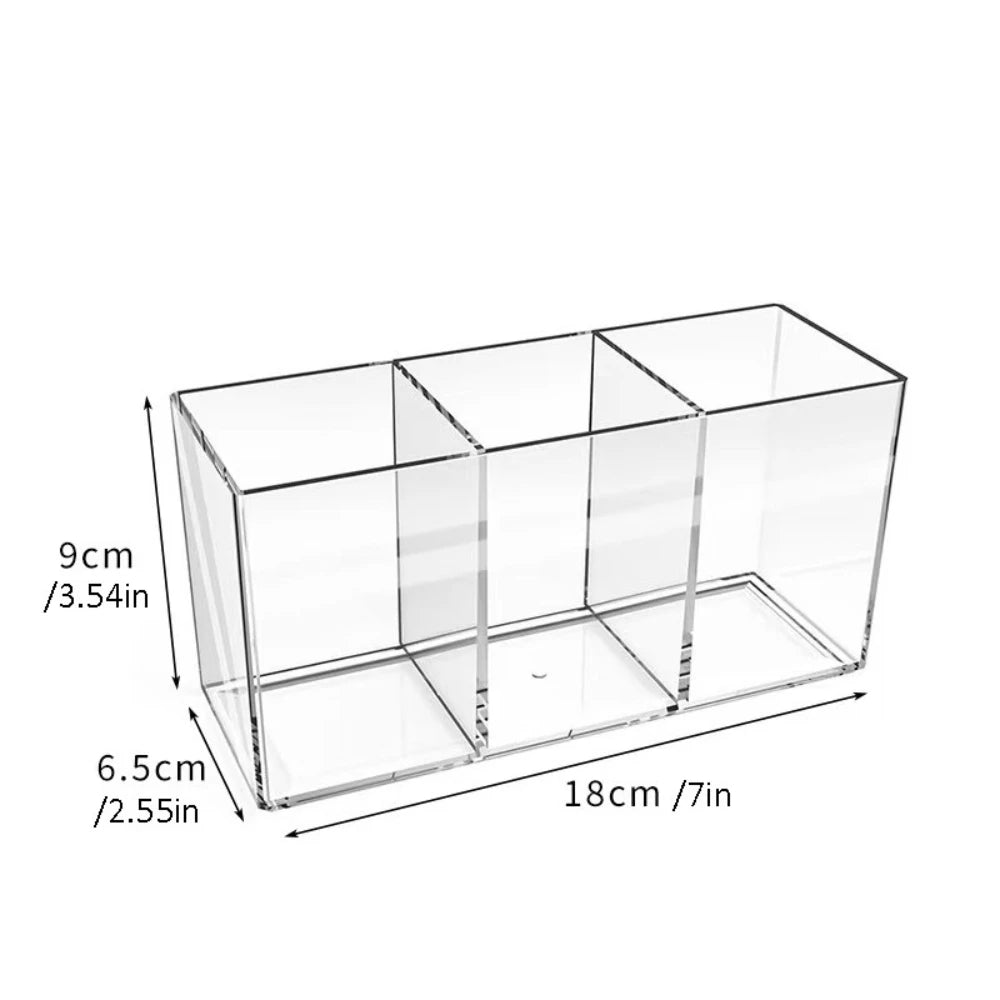 boîte rangement transparente rubans roses pinceaux maquillage bouteilles vernis moderne élégante pratique organisatrice