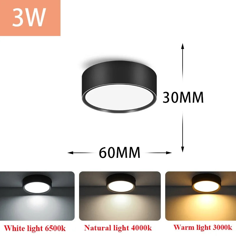 Lampe led downlight 3w 5w 10w 15w 25w blanc noir moderne minimaliste montage