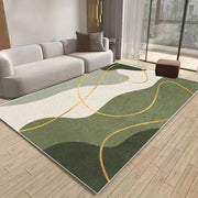tapis flanelle moderne abstrait antidérapant vert blanc doré bleu gris beige