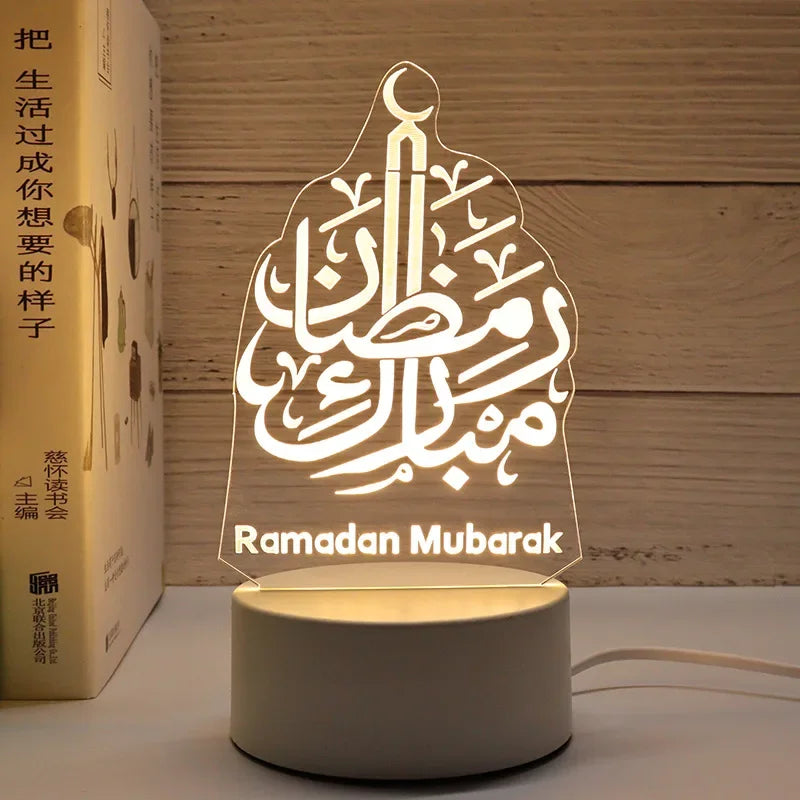 décoration murale lampe led transparente motifs islamiques adhésif base grise câble blanc moderne thème