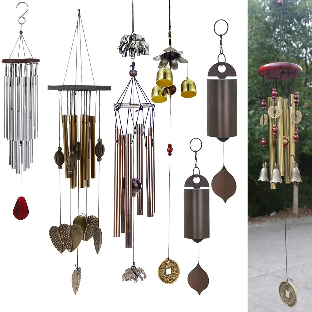 cloche vent moderne tubes métalliques argenté rouge marron floralextérieur maison jardin decoration