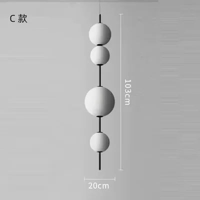 lustre suspension boules verre blanc moderne opalescent encastré minimaliste chambre salle manger