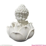 statuette artisanale bois blanc or fleurs lotus motifs floraux classique stand display craftsDecorationHomeAssement