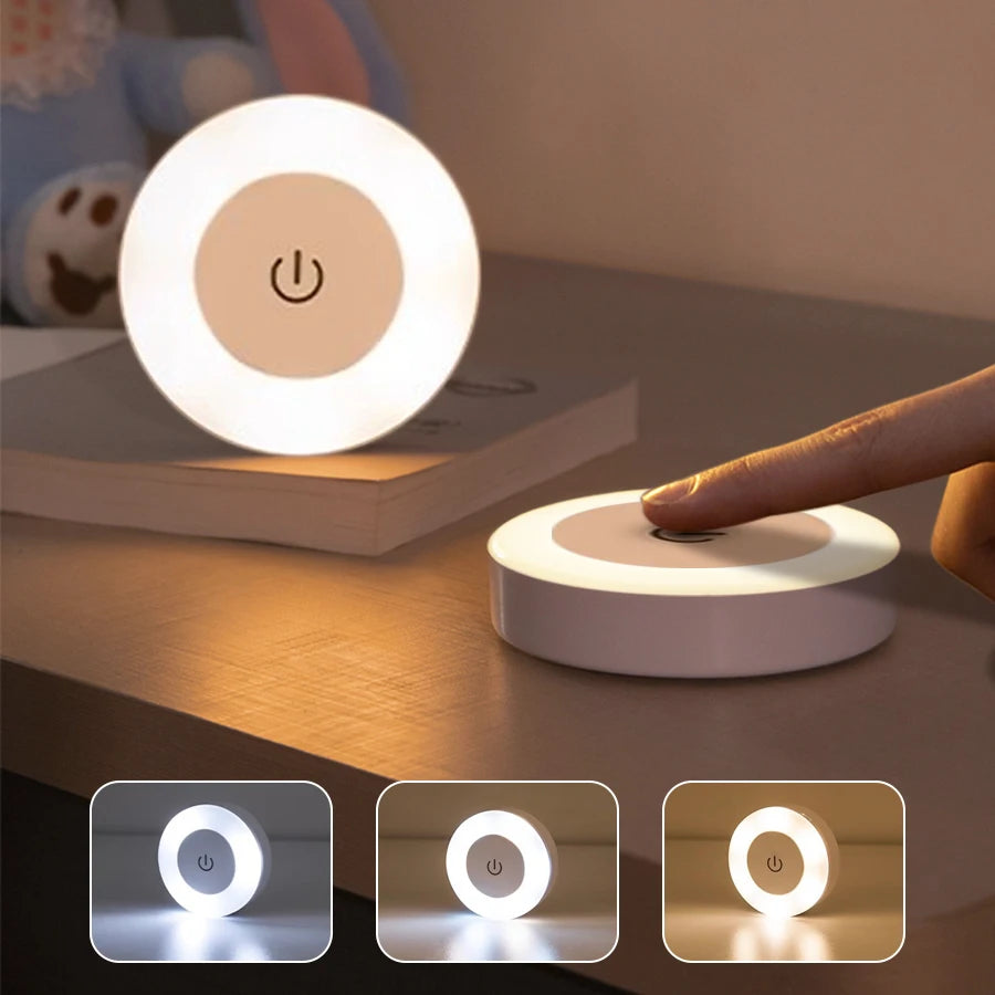 veilleuse led rechargeable tri couleur blanc jaune lampe nuit adhésive minimaliste chambre placard cuisine