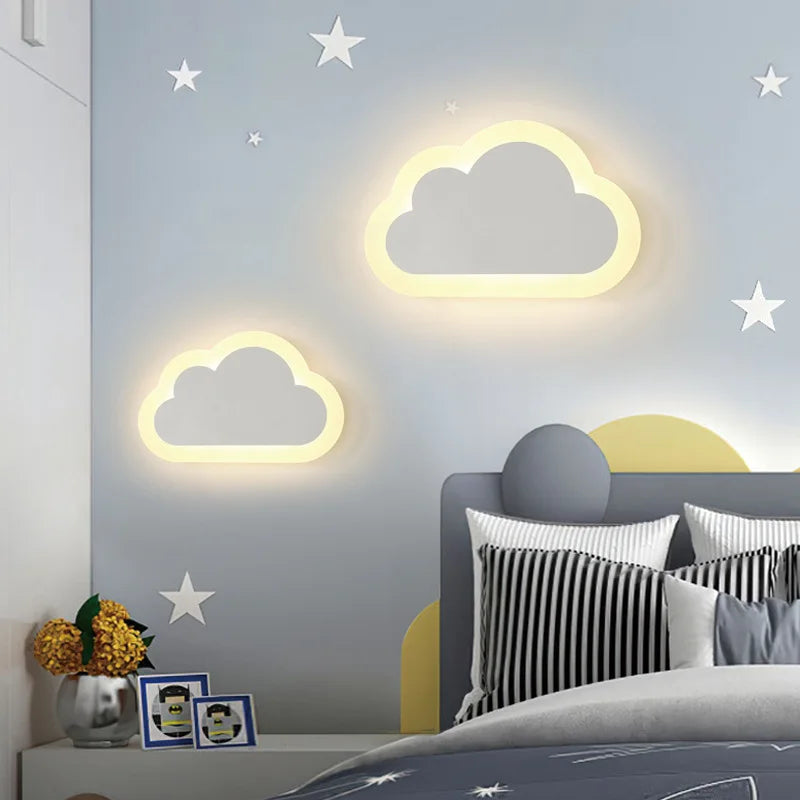 lampe murale nuage enfant blanc yeux sourire moderne chambre coucher étude entrée