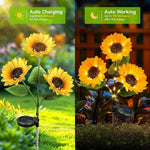 fleur artificielle solaire jaune moderne décoration extérieure pelouse lumineuse led piquet métallique fixe