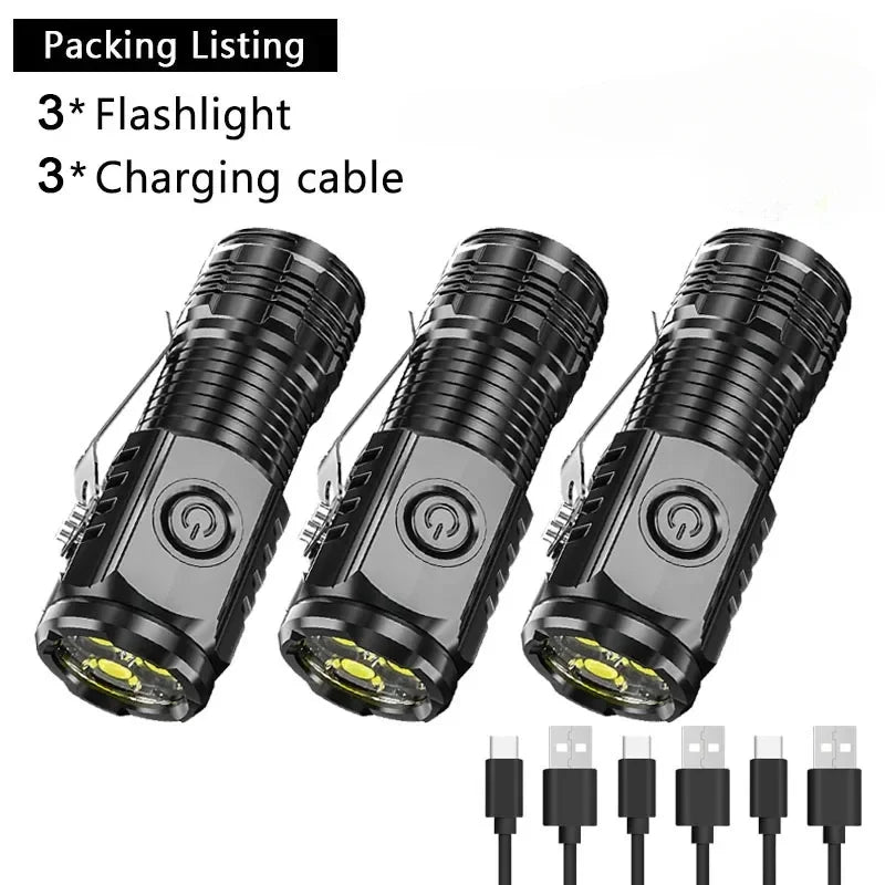 torche rechargeable led noire étanche 20w 350 lumens clip latéral résistance choc moderne