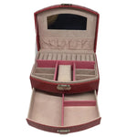 boîte bijoux cuir croco rose rouge violet classique cadenas rangement tiroir