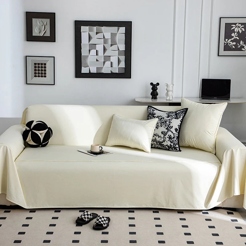housse canapé moderne simili cuir noir protection imperméable salon grande taille