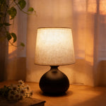 lampe chevet moderne abatjour beige motif herbe base marron stable usb rechargeable