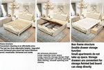 lit double bois classique beige doré tête lit tuftée chambre