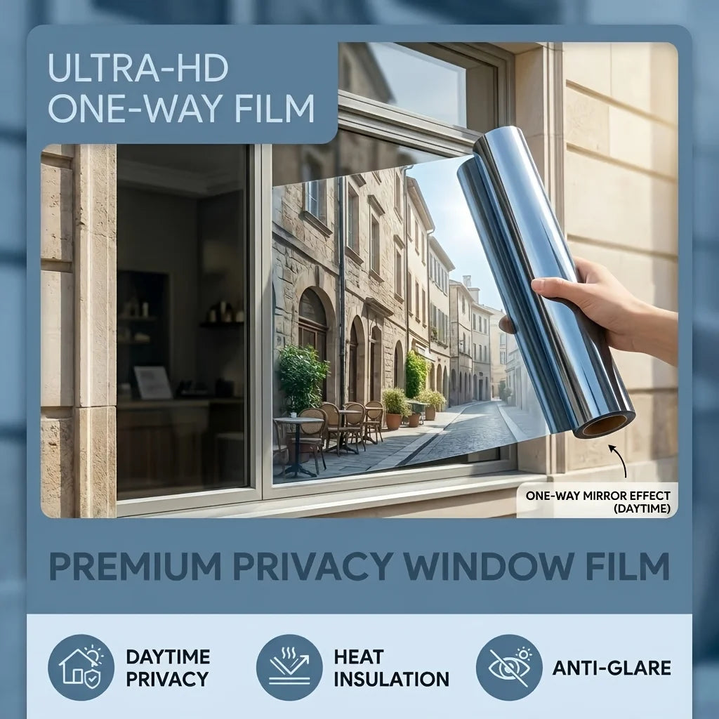 film fenêtre effet miroir argenté adhésif statique protection intimité thermique isolation vitres