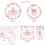 assiettes danseuses ballerines gobelets serviettes nappe rose fleurs ballet anniversaire fête enfantsDecorationThèmeFloralElegant