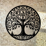 décoration murale métal arbre vie feuilles branches moderne opaque chambre salon
