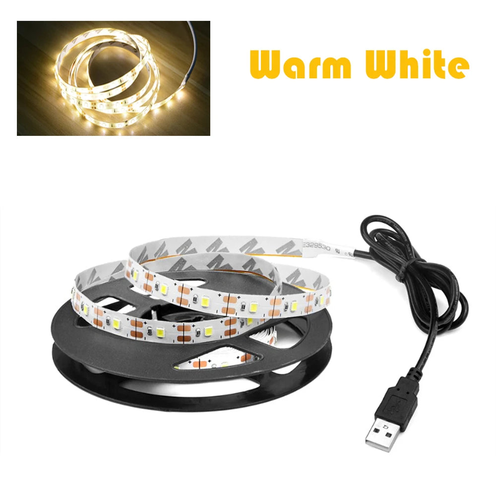 ruban led flexible blanc blanc chaud adhésif moderne 5v 60leds/m 50000heures usb decoration salon