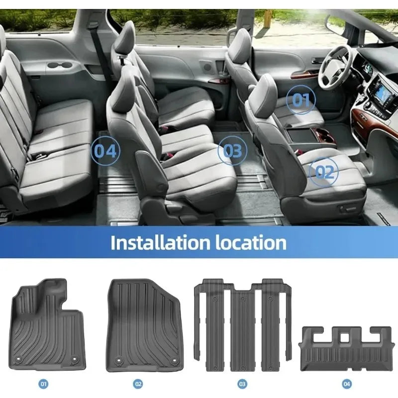 tapis sol voiture noir rayures horizontales moderne antislip waterproof ensemble coffre avantarrière