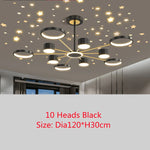 plafonnier led moderne ciel étoilé lune salon chambre enfant noir doré