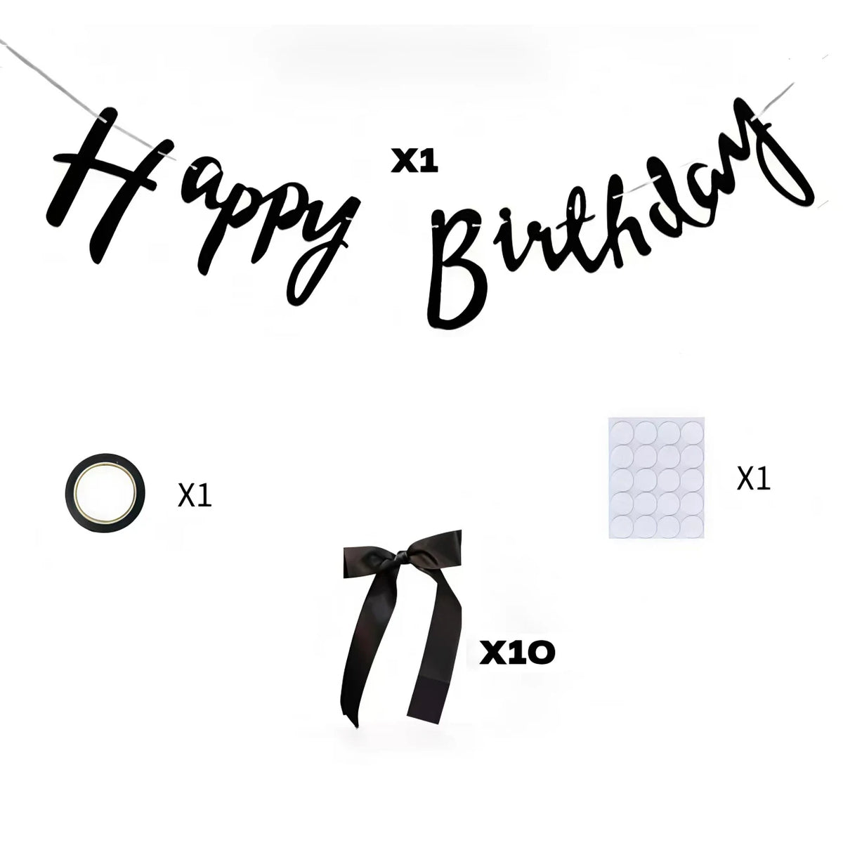 décoration anniversaire happy birthday guirlande lumineuse noeuds rubans élégante fête autocollants
