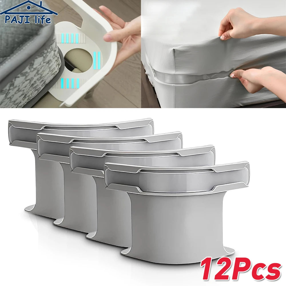 fixateurs draps ajustés clips anti dérapants plastique lisse minimaliste universel gris blanc cassé 12