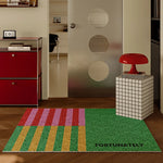 tapis antidérapant imperméable résistant corrosion vert rose jaune bleu rayures horizontales moderne coloré