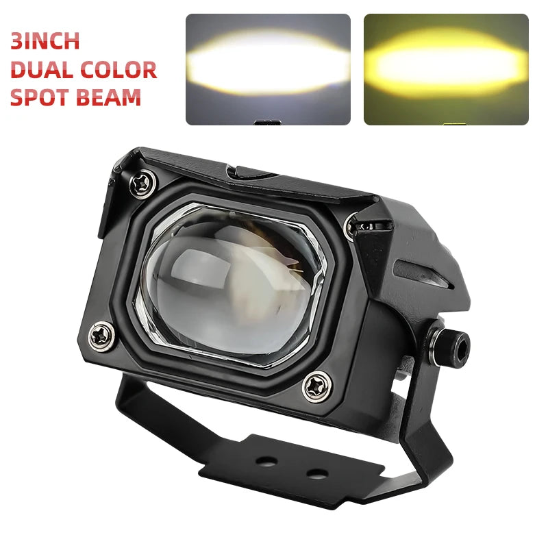 projecteur led spot flood antibrouillard jaune moderne transparent vis câble électrique 6000k 12v 24v