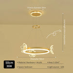 suspension lumineuse moderne fleurs papillons or blanc led 2000lm 10ampoules