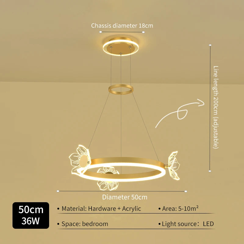 suspension lumineuse moderne fleurs papillons or blanc led 2000lm 10ampoules