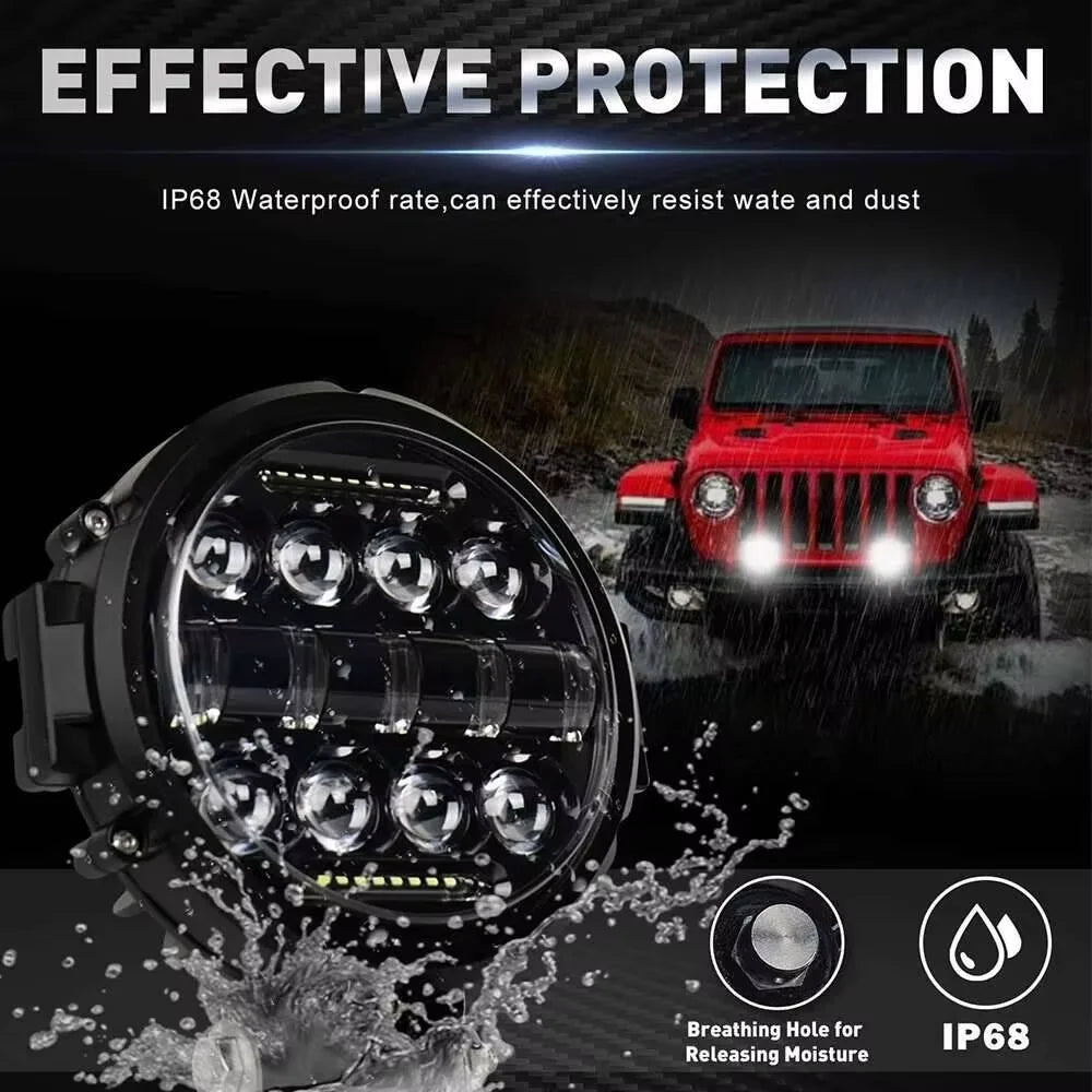 projecteur led phare noir ribbed moderne vis fixé 12v 24v antibrouillard éclairage routier haute