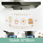 sticker mural cuisine multicolore dessin animé fruits ustensiles adhésif respectueux environnement