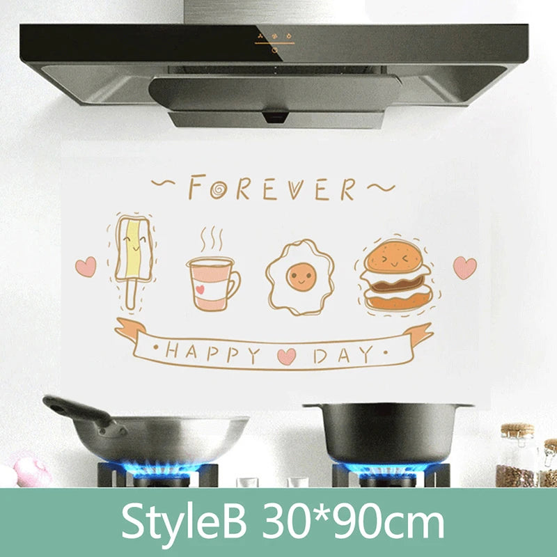 sticker mural cuisine multicolore dessin animé fruits ustensiles adhésif respectueux environnement