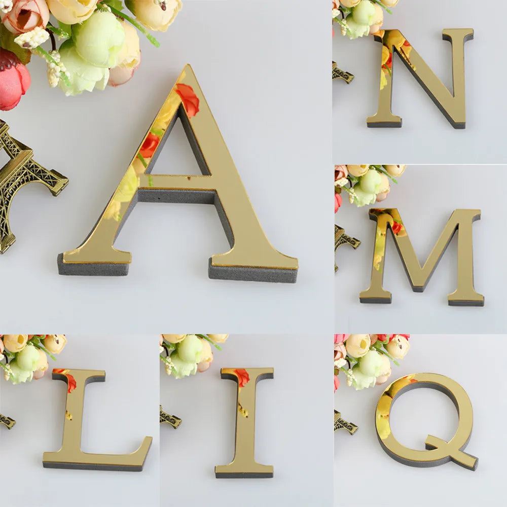 lettre décorative murale acrylique effet miroir doré décoration chambre enfant murale classe