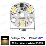 modules led blanc chaud 3w 12v 31mm industriels trous fixation