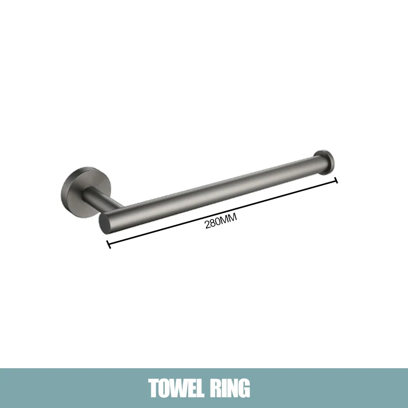 ensemble quincaillerie bain moderne porte serviettes porte rouleau papier toilette crochet mural gris métallisé