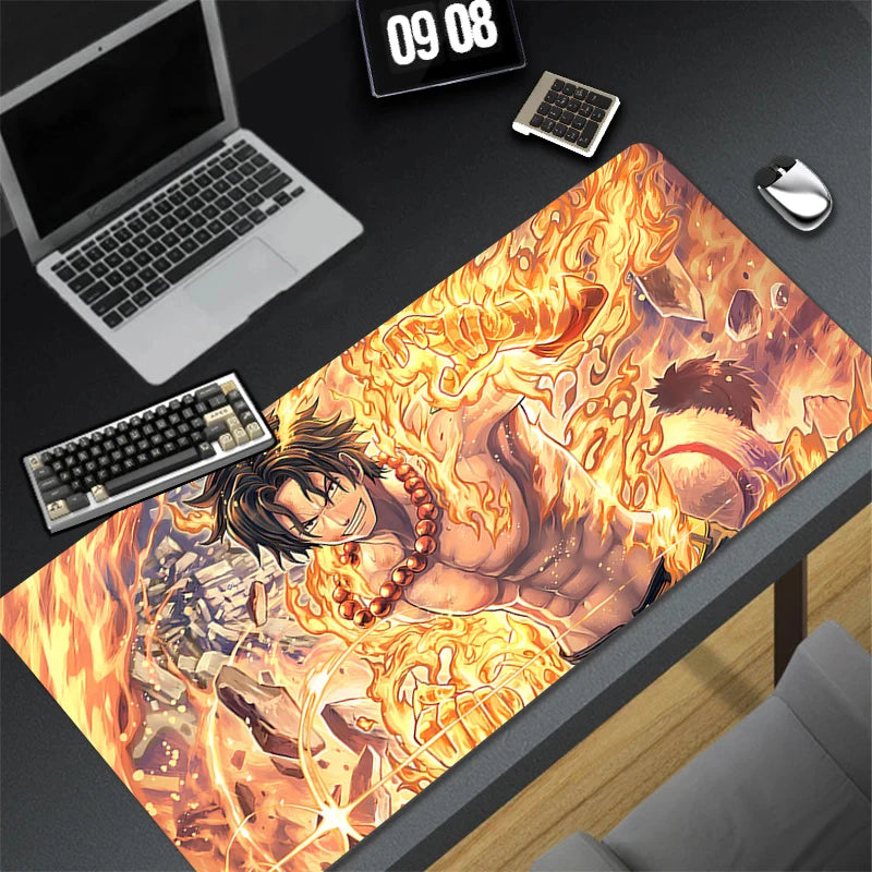 tapis souris animé personnages illustration bleu rouge manga ace marine