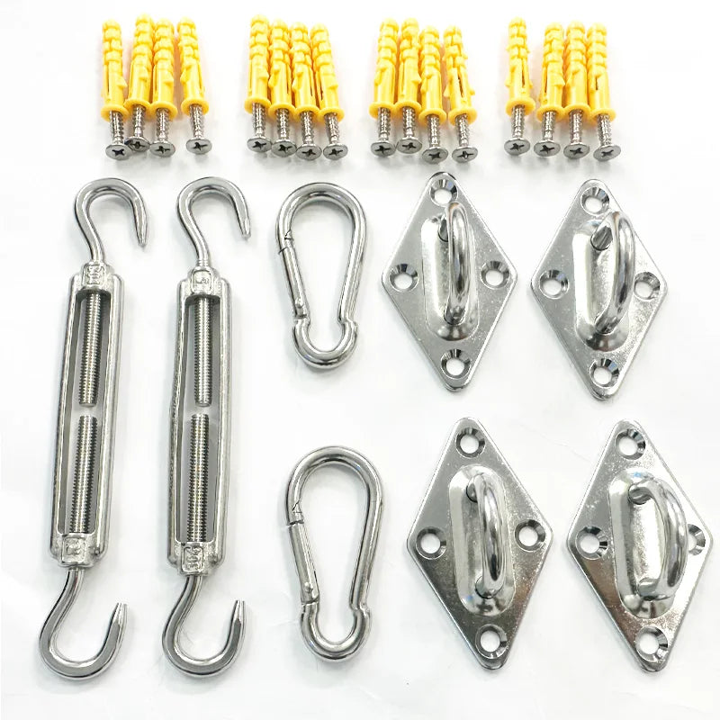 accessoires voile argent turnbuckles snap hooks pad eyes industriels robustes jardin