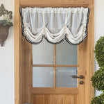 rideau blanc noir rayures horizontales franges broderie translucide classique vintage inclusion