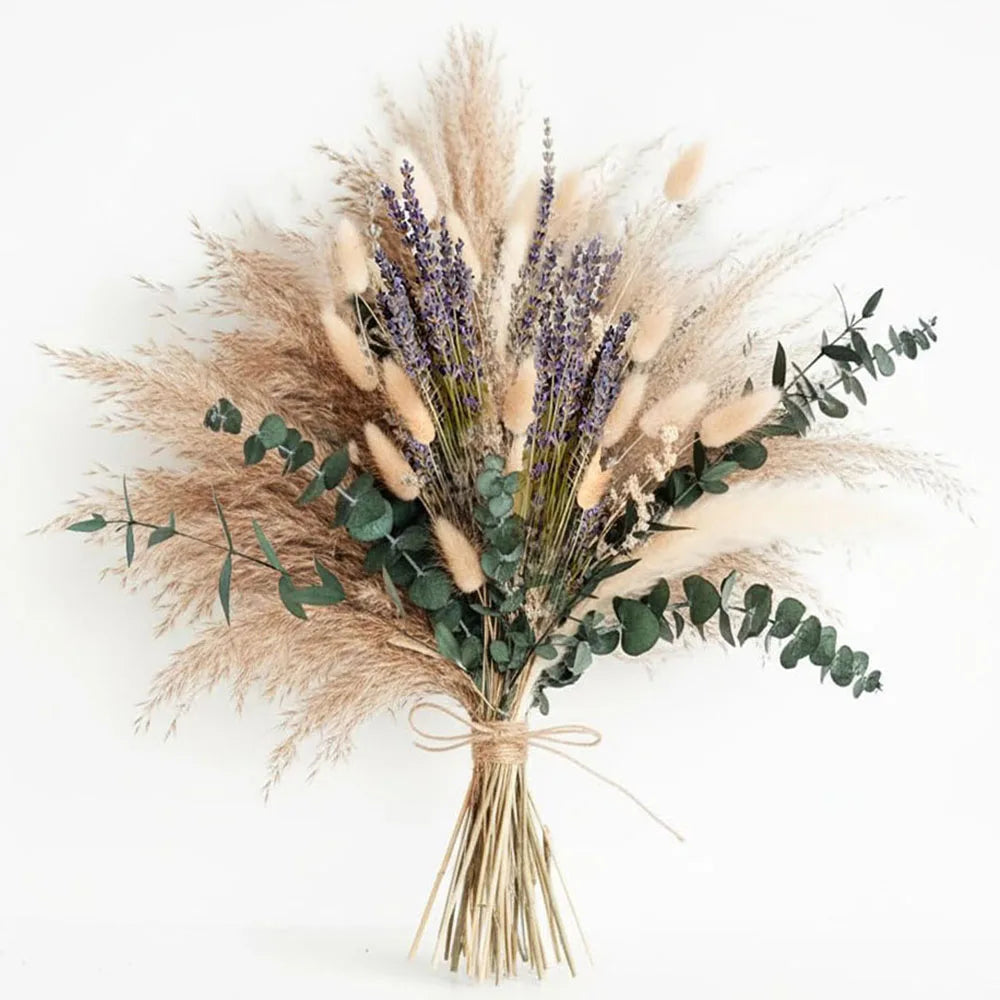 bouquet fleurs séchées eucalyptus gypsophile lavande décoration maison anniversaire valentin boho naturel