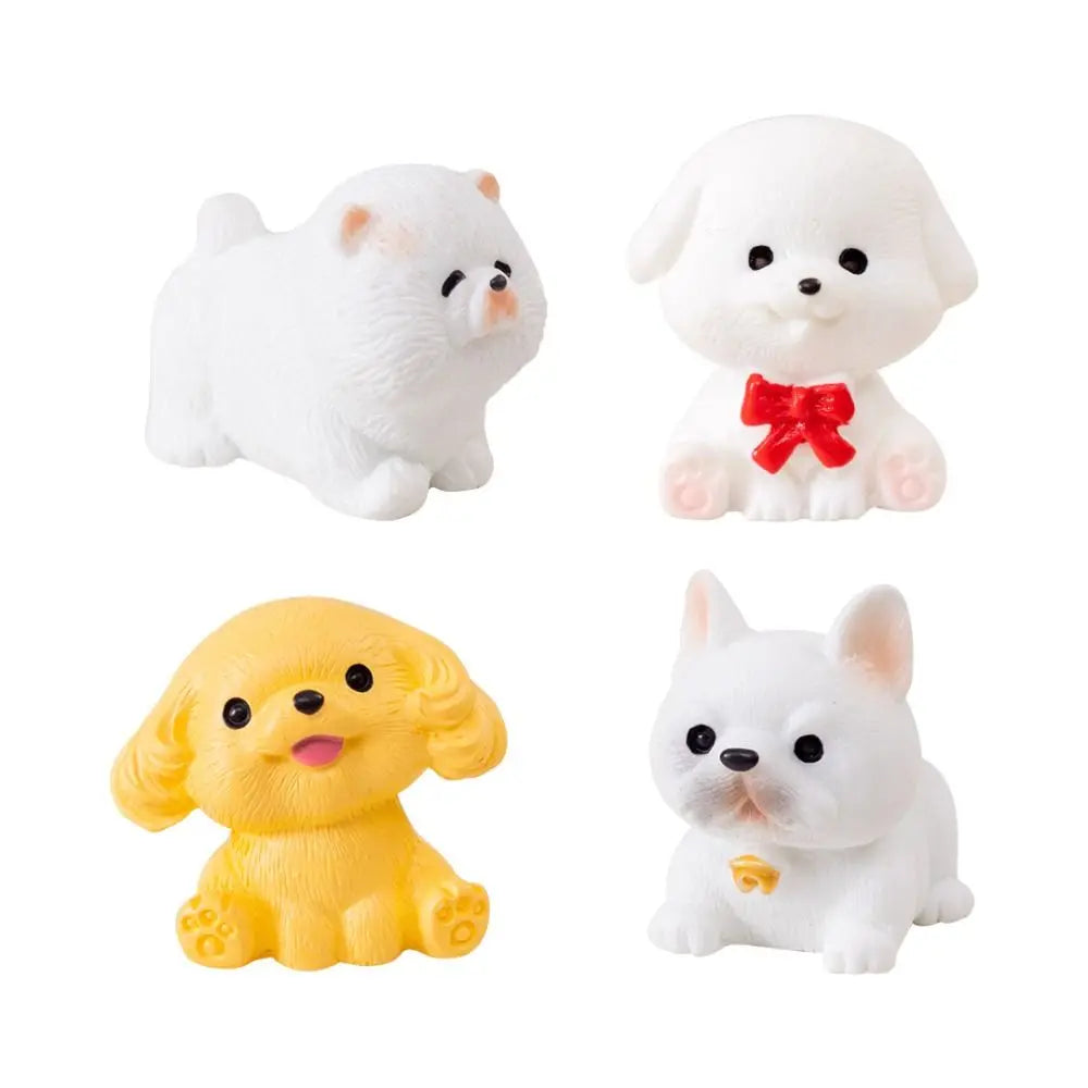 figurines chiens mignons résine cartoon peluche yeux colorés extérieur ornements micro paysage
