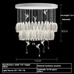 suspension lumineuse moderne blanc feuilles fines chaines minimaliste led