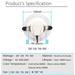spot led 105mm 45mm blanc doré grille moderne clips câble 3w 5w 7w 9w
