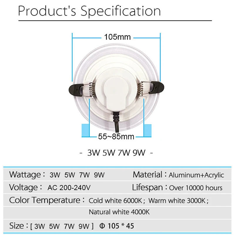 spot led 105mm 45mm blanc doré grille moderne clips câble 3w 5w 7w 9w