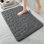 tapis bain antidérapant polyester relief galets moderne gris rose beige