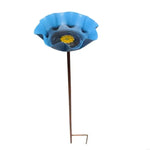 fleurs décoratives extérieures vert rouge bleu tige métallique pied fourche floral stylisé